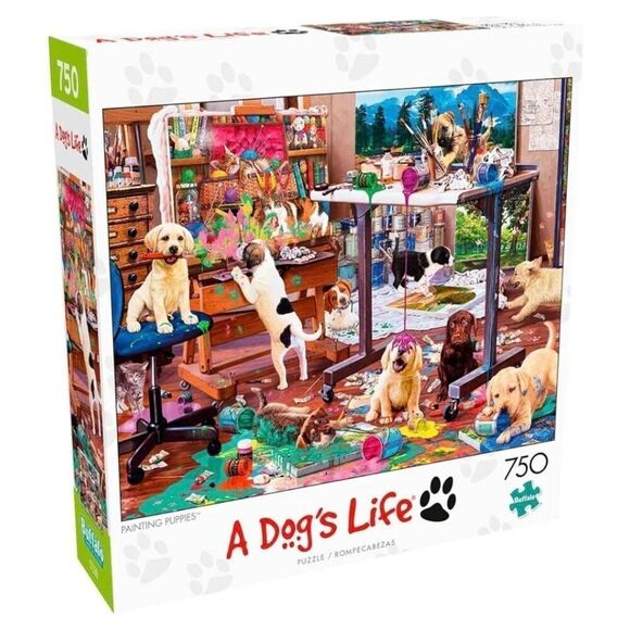 Buffalo Games Dog Days Steve Read Painting Puppies 750 pc Jigsaw Puzzle - Picture 1 of 11